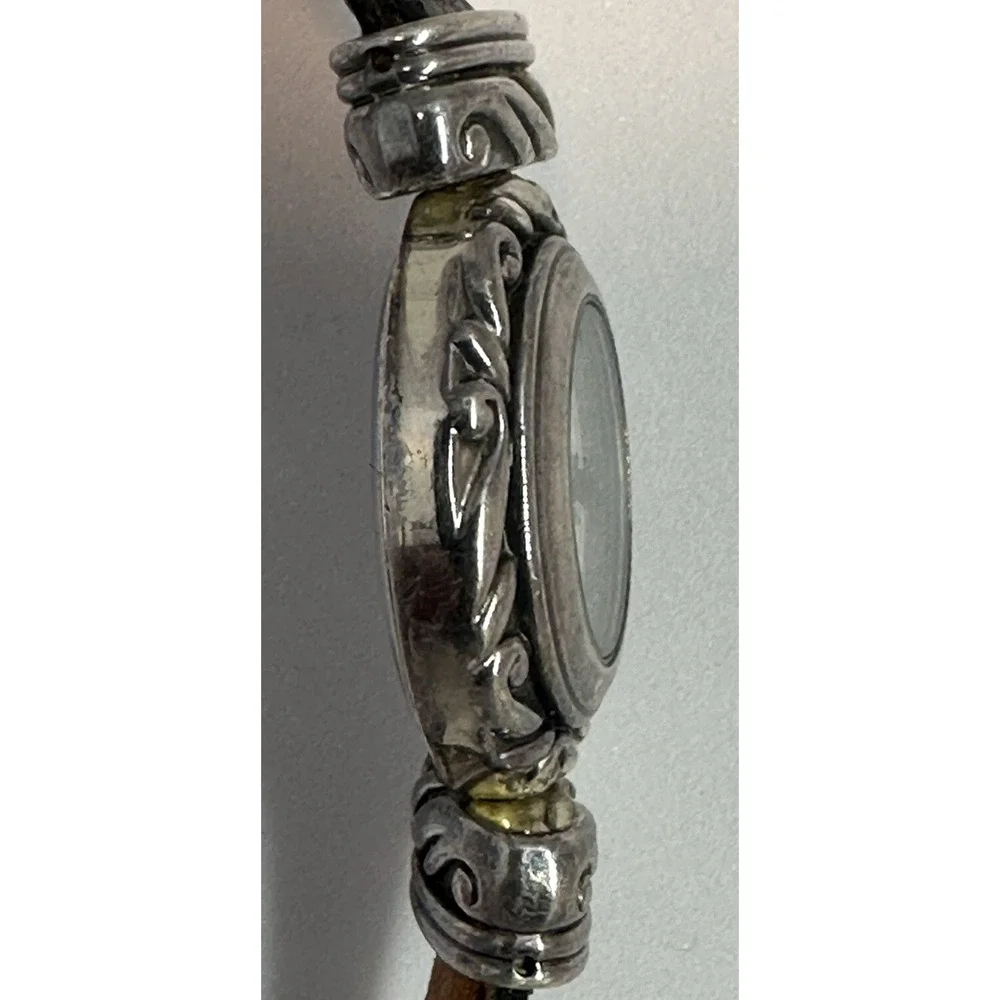 Brighton Paris Reversible Leather Band Watch Women Discolored Band New Battery Z